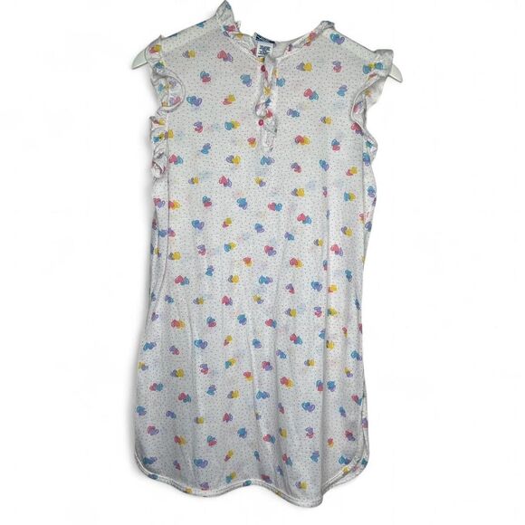 Vintage 80s 90s 1990s White and pink heart polka dot baby nightgown with ruffles - Picture 2 of 8